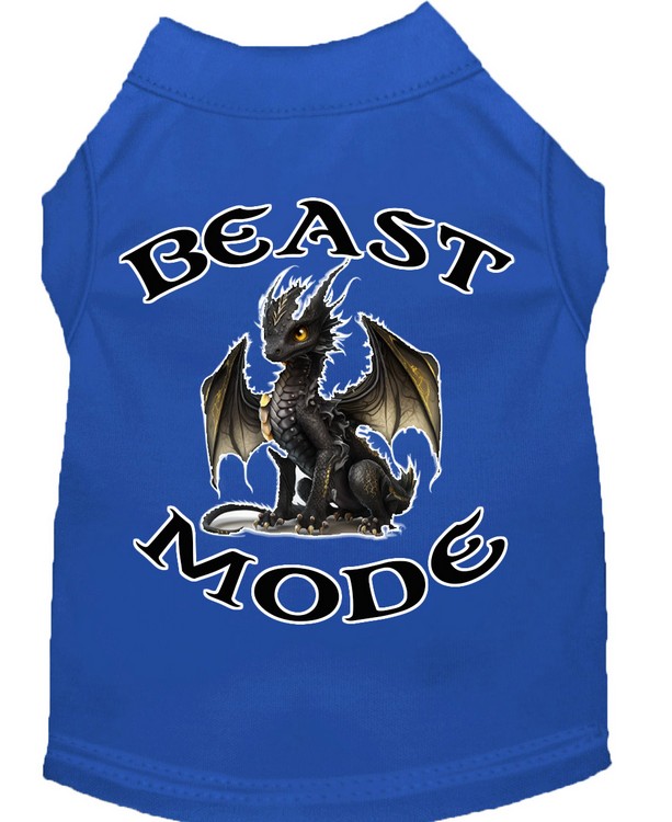 Beast Mode Dragon Screen Print Dog Shirt Blue XS (8)